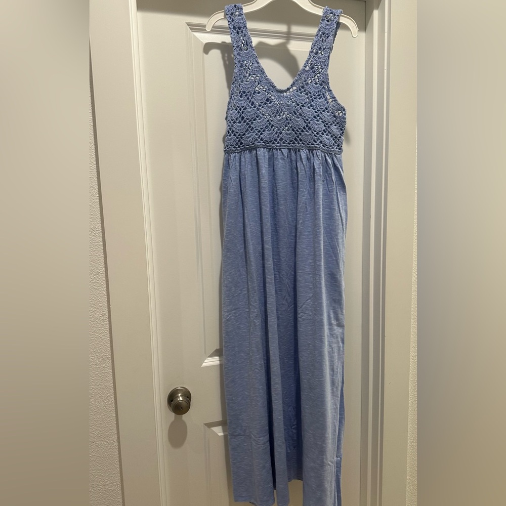 aerie Blue Crochet-Top Maxi Dress